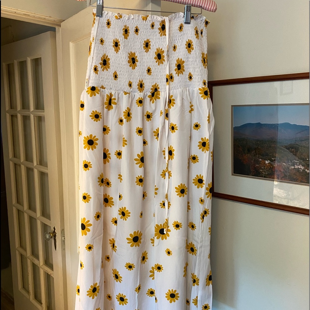 White dress with sunflowers
